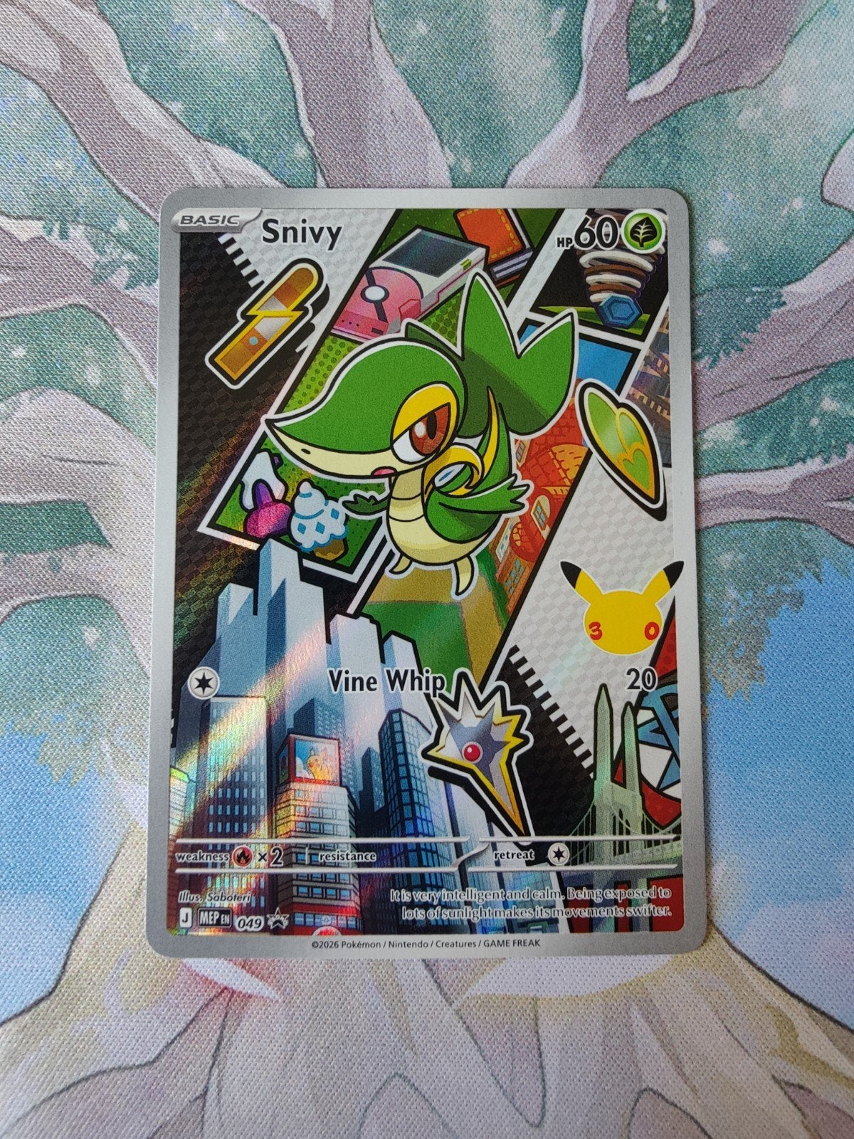 Pokemon black star promo snivy illustration mep049, Ophalen of Verzenden, Nieuw, Losse kaart, Foil