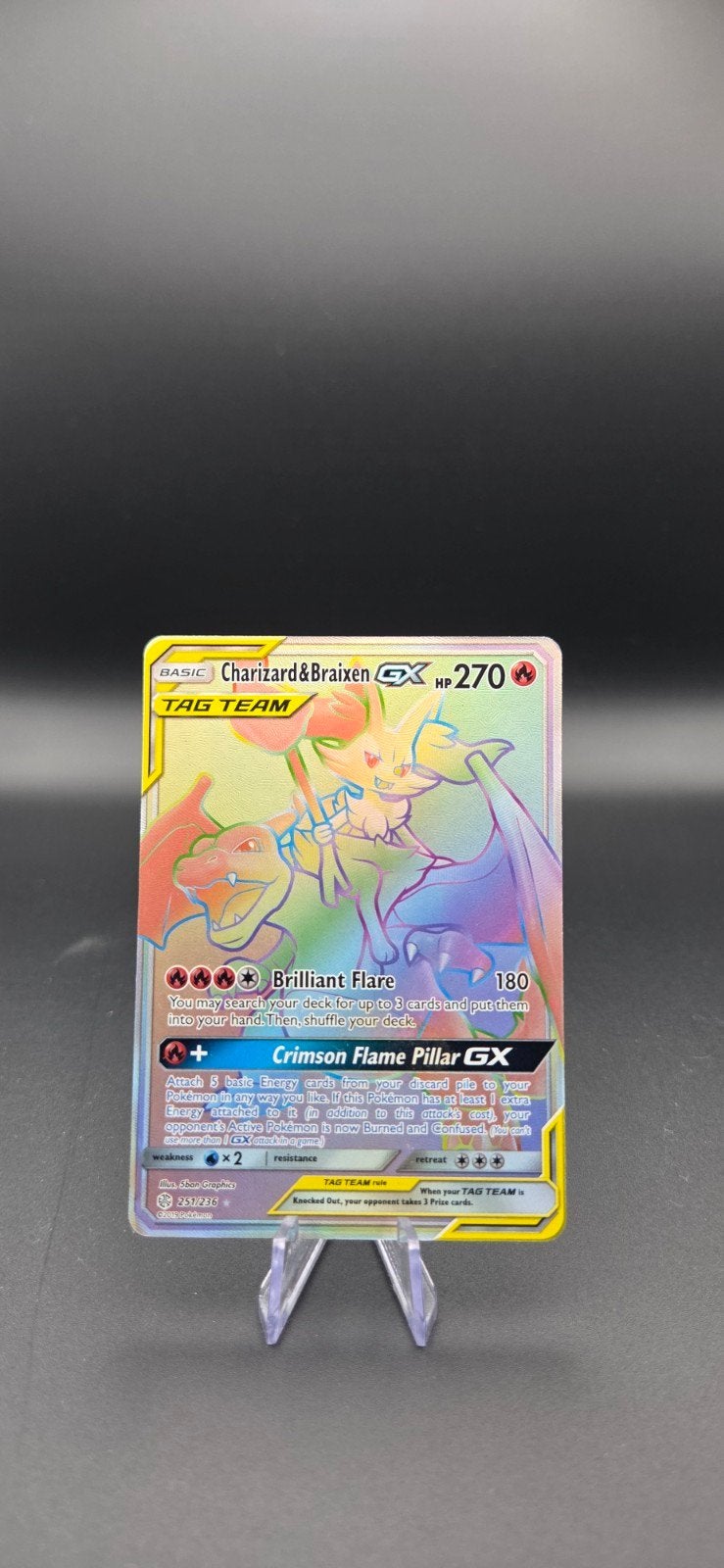 Tag Team Charizard & Braixen GX 251/236 GD, Ophalen of Verzenden, Zo goed als nieuw