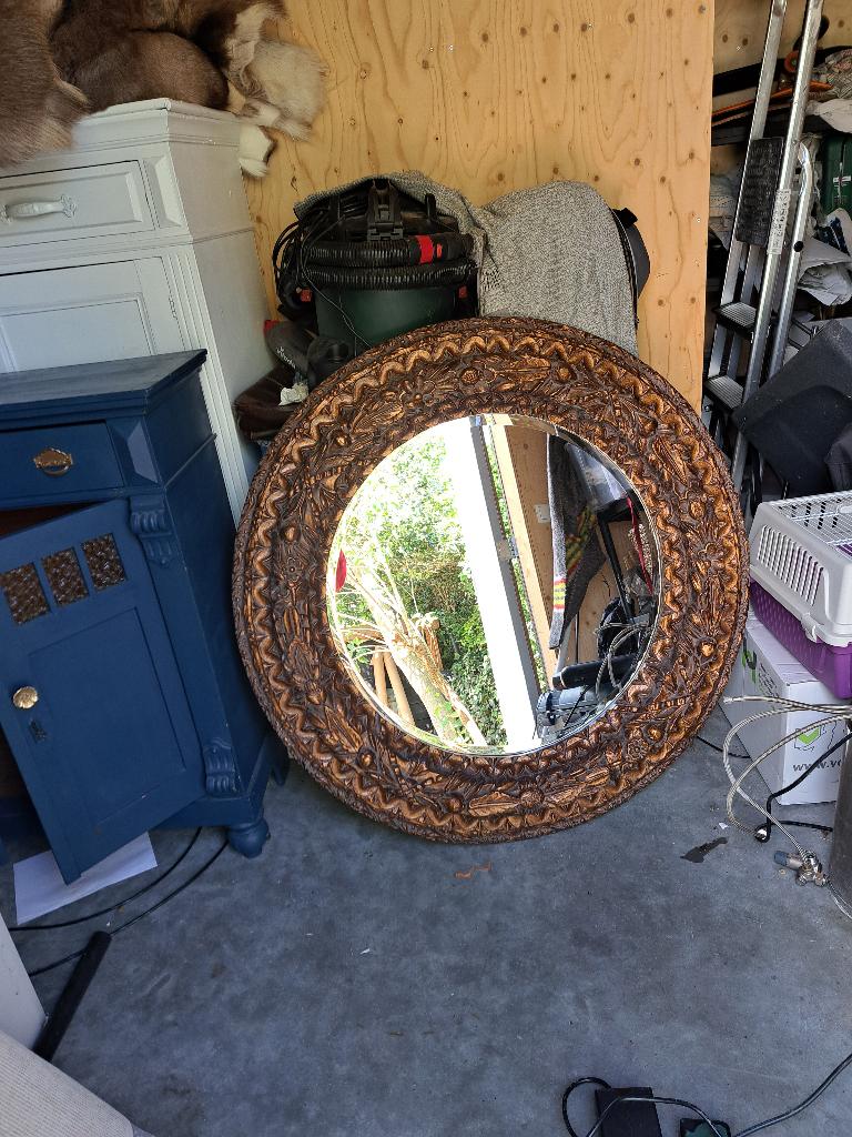 spiegel, Huis en Inrichting, Woonaccessoires | Spiegels, Ophalen, Gebruikt, 100 tot 150 cm, Rond