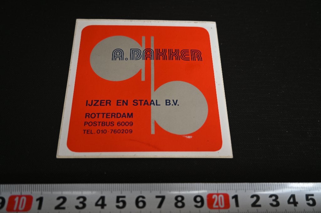 sticker Rotterdam A. BAKKER Ijzer en Staal bv  010-760209, Ophalen, Zo goed als nieuw