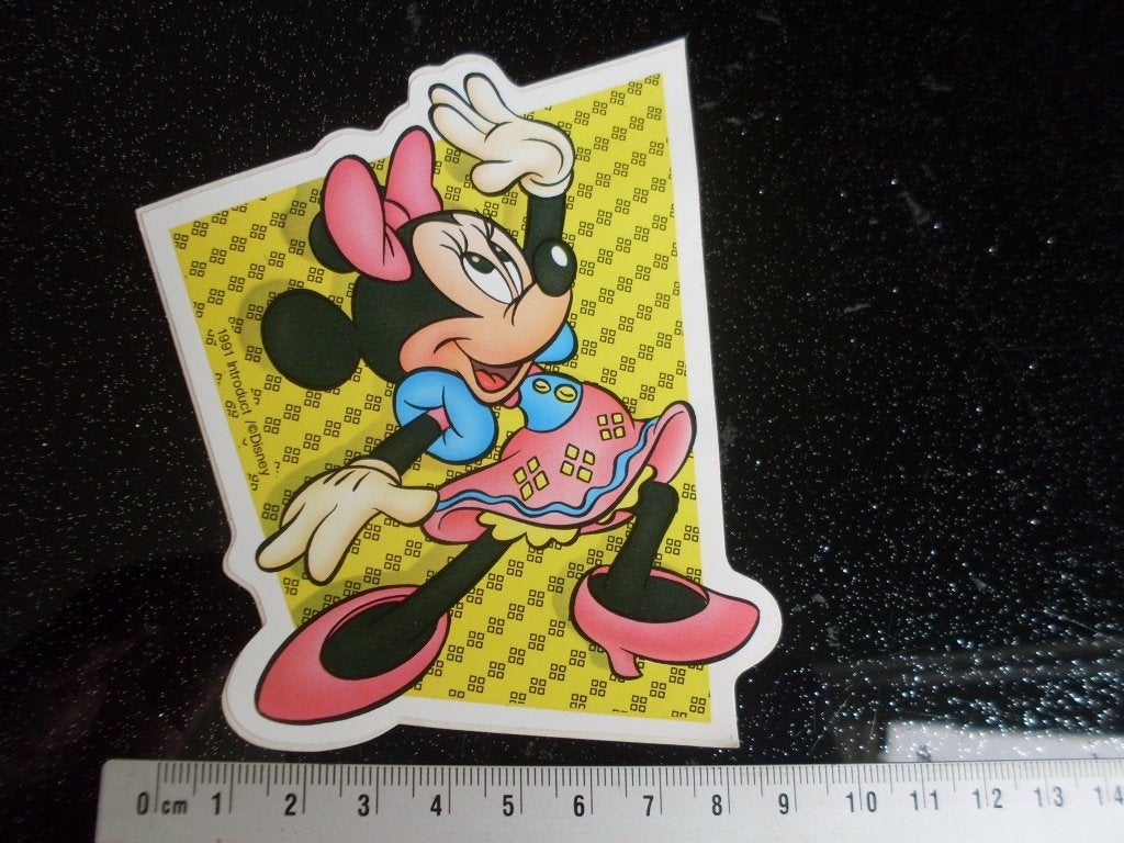 sticker mini mouse disney 1991 introduct, Verzenden, Zo goed als nieuw, Strip of Tekenfilm