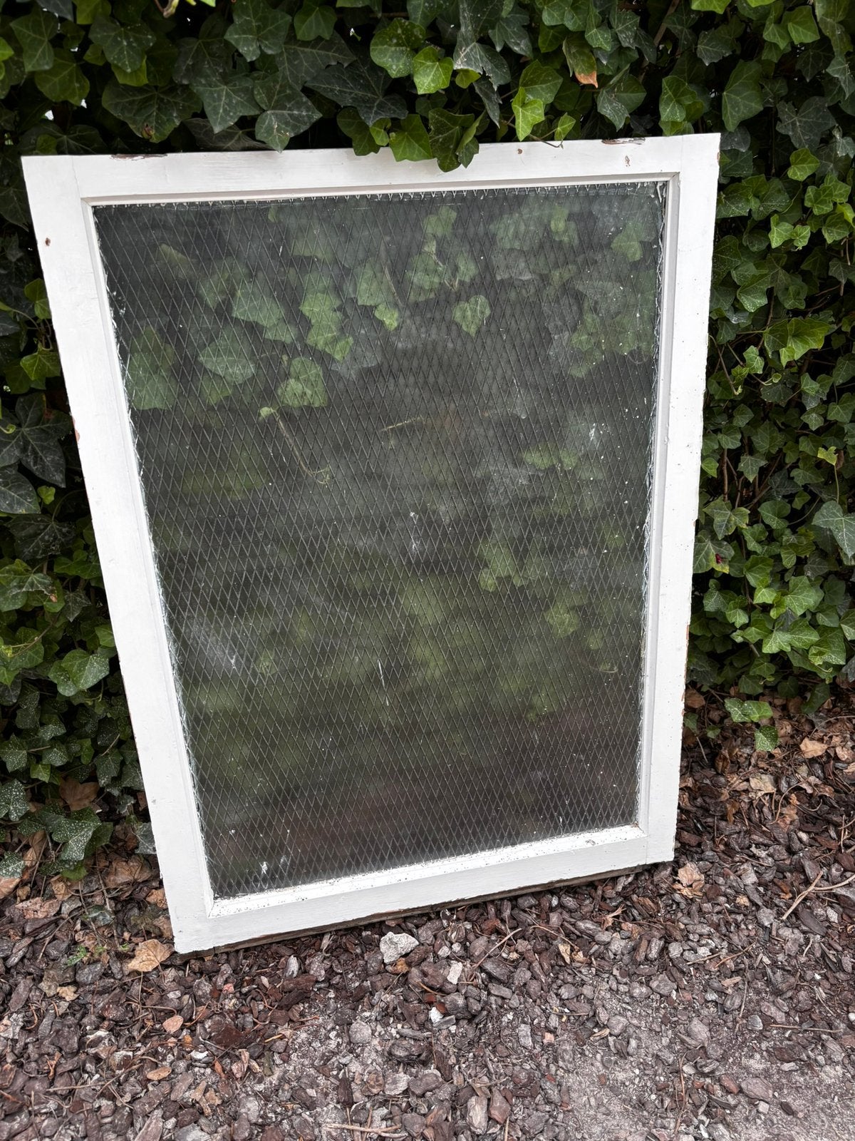 Antiek kozijn met glas ruit motief (+100 jaar), Gebruikt, Raamkozijn, Hout, Ophalen