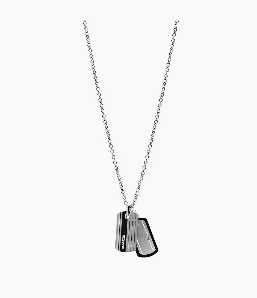 Fossil Gentleman Ellis Dog Tag Stainless Steel Necklace, Nieuw, Ophalen of Verzenden, Zilver, Overige materialen