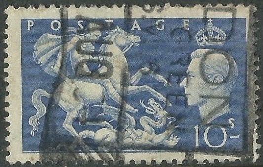 ENGELAND 1951 10sh. Blauw, Michel: 253, Gestempeld., Verzenden, Gestempeld