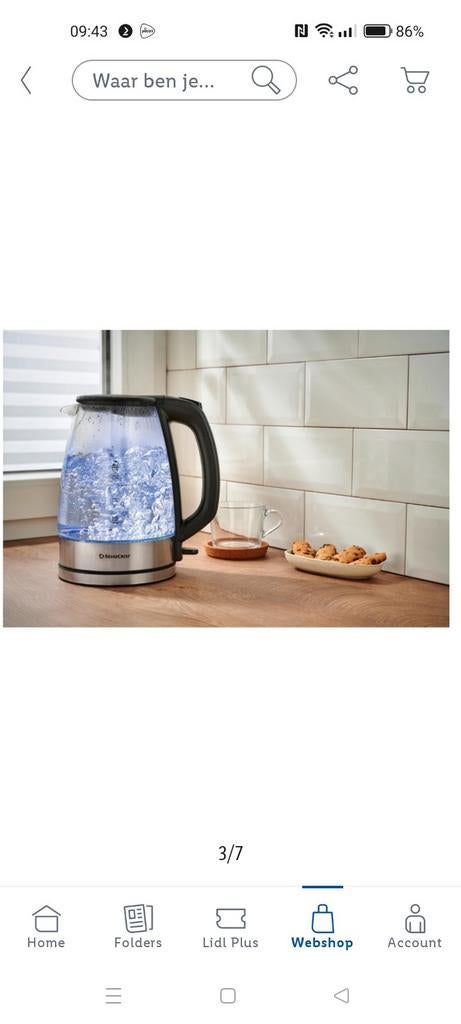 SilverCrest Glazen Waterkoker met LED-verlichting, 1 tot 2 liter, Ophalen of Verzenden, Draadloos