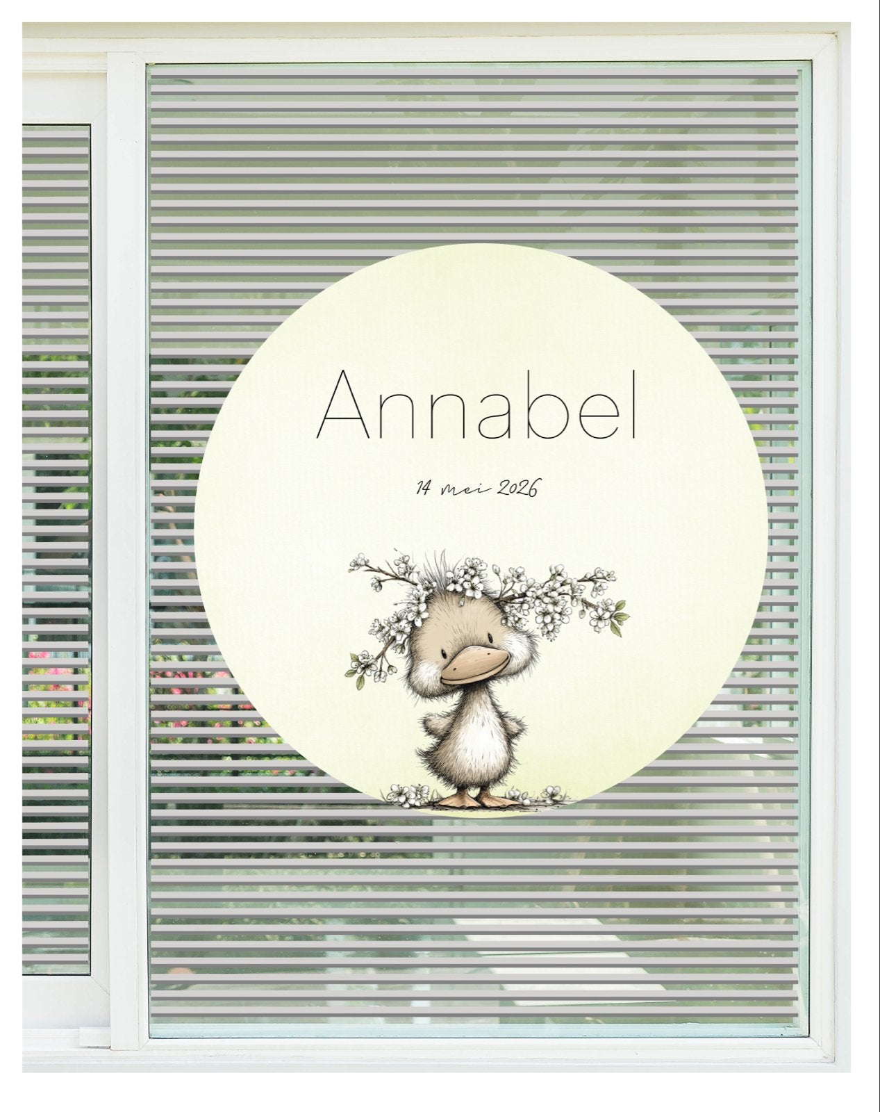 Raamsticker geboorte aankondiging kuikentje eendje, Ophalen of Verzenden, Nieuw, Geboortebord