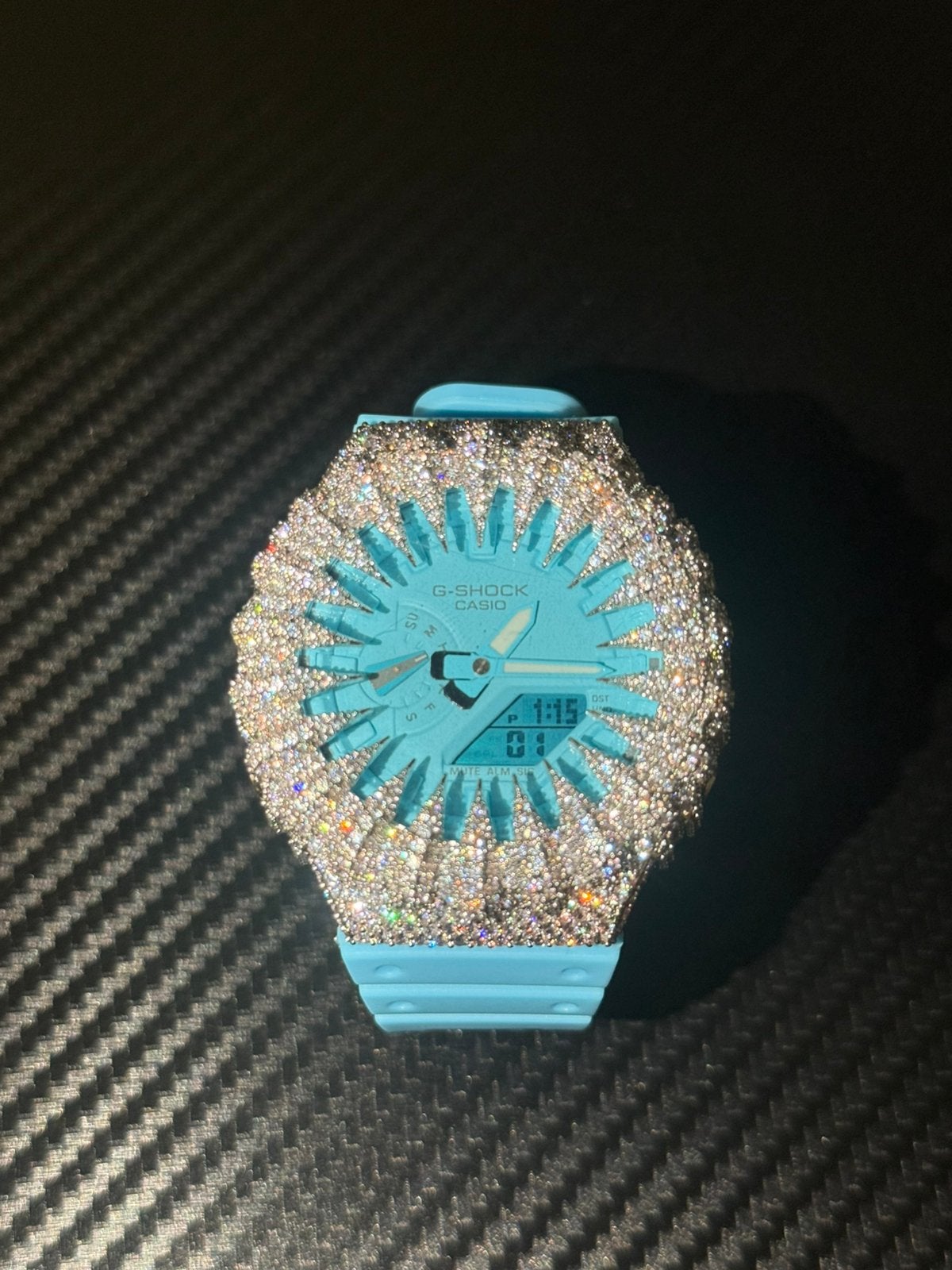 G-Shock GA-2100 Custom venom Moissanite Iced Out Watch, Blauw, Nieuw, Ophalen of Verzenden, Waterdicht