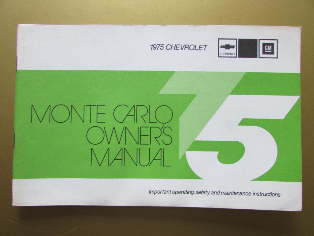 1975 Chevrolet Monte Carlo owner's manual, Engels, Ophalen of Verzenden