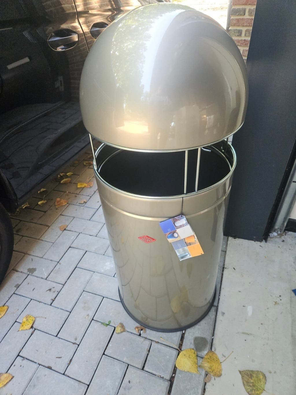 Afvalbak Wesco Big Cap nieuw zilver 120 liter nieuw in doos., Nieuw, 40 liter of meer, Ophalen of Verzenden, Rvs