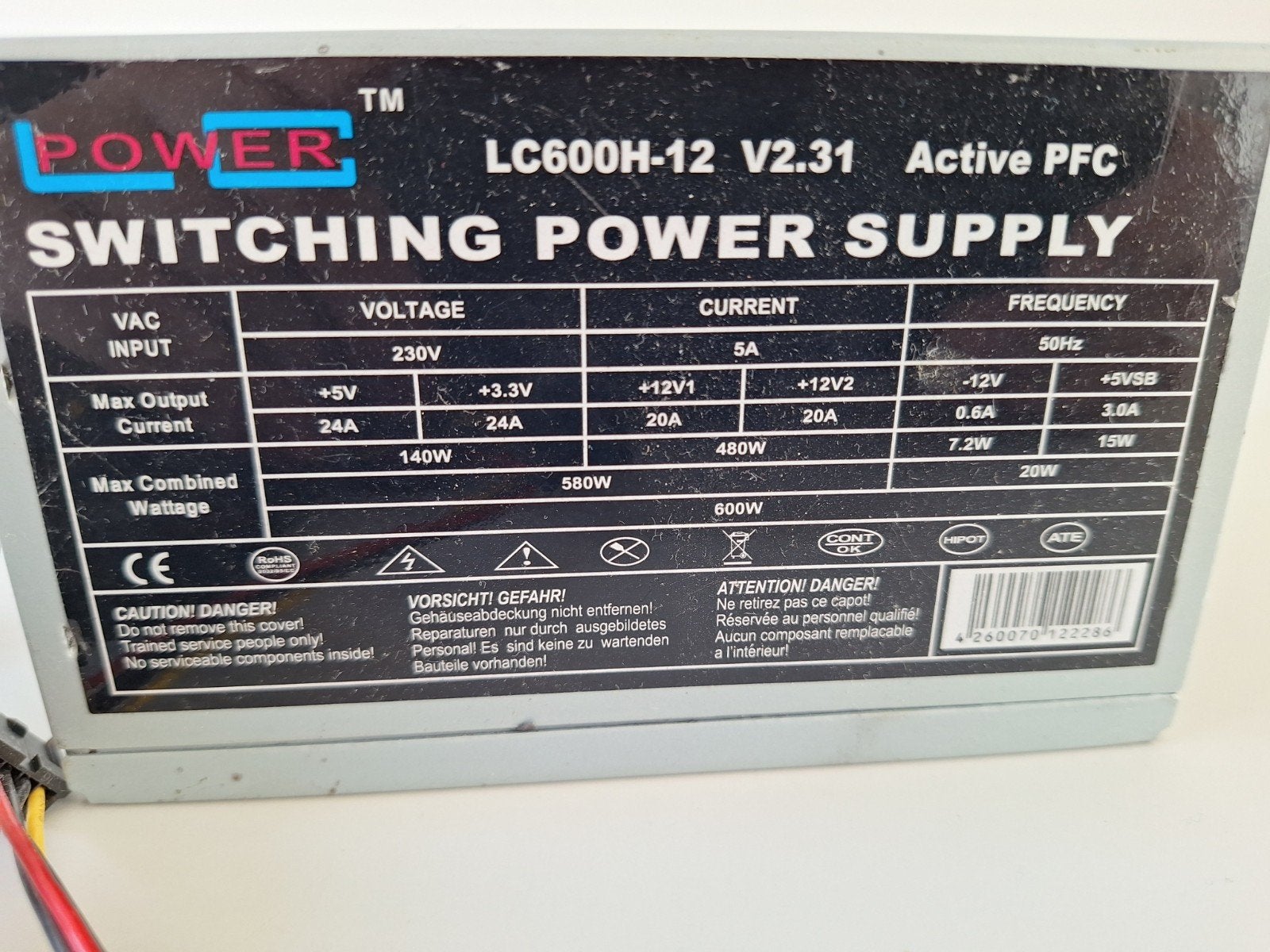 600 watt ATX voeding LC-600H, Ophalen of Verzenden, Gebruikt