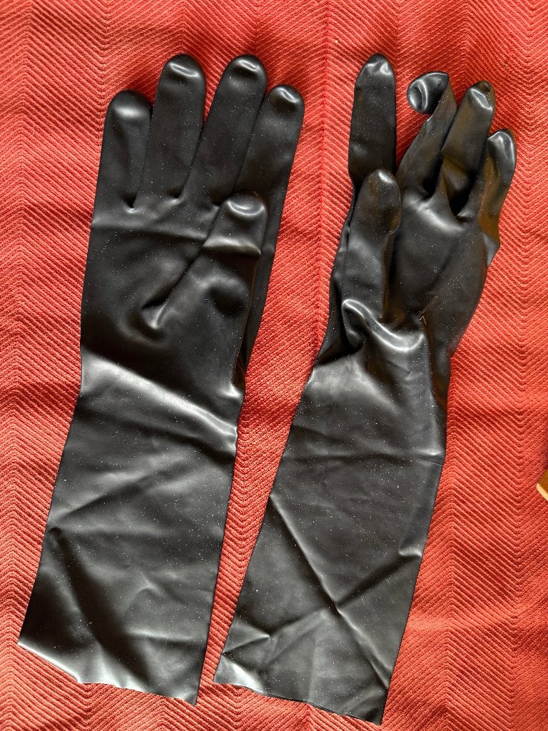 Rubber zwart latex handschoenen S vrouw, Hobby en Vrije tijd, Kostuums, Theaterbenodigdheden en LARP, Ophalen of Verzenden, Nieuw
