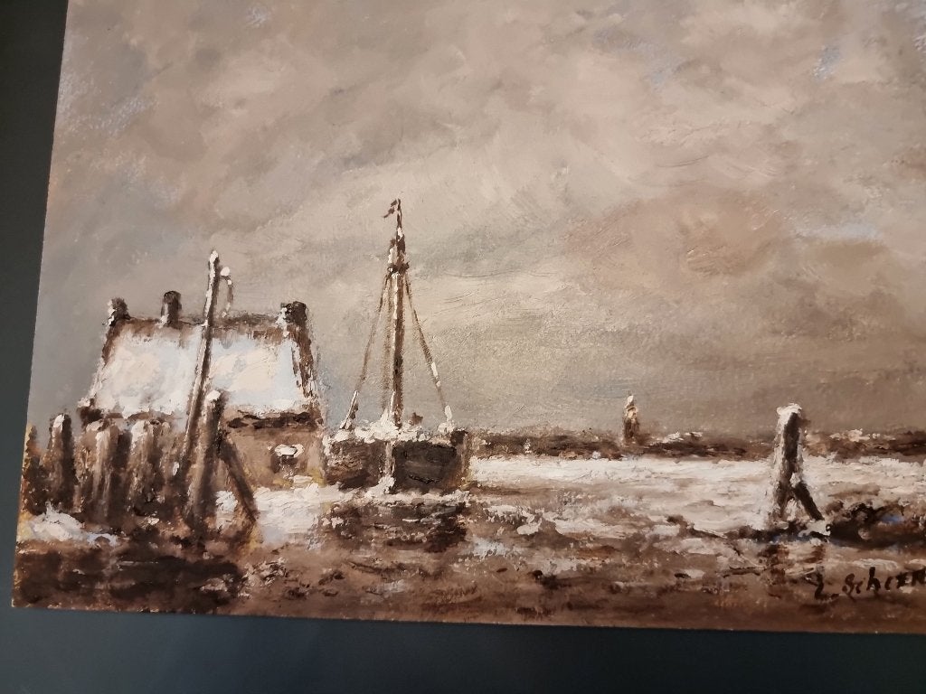 Winterlandschap., Antiek en Kunst, Ophalen of Verzenden, Landschap, Olieverf, Klassiek
