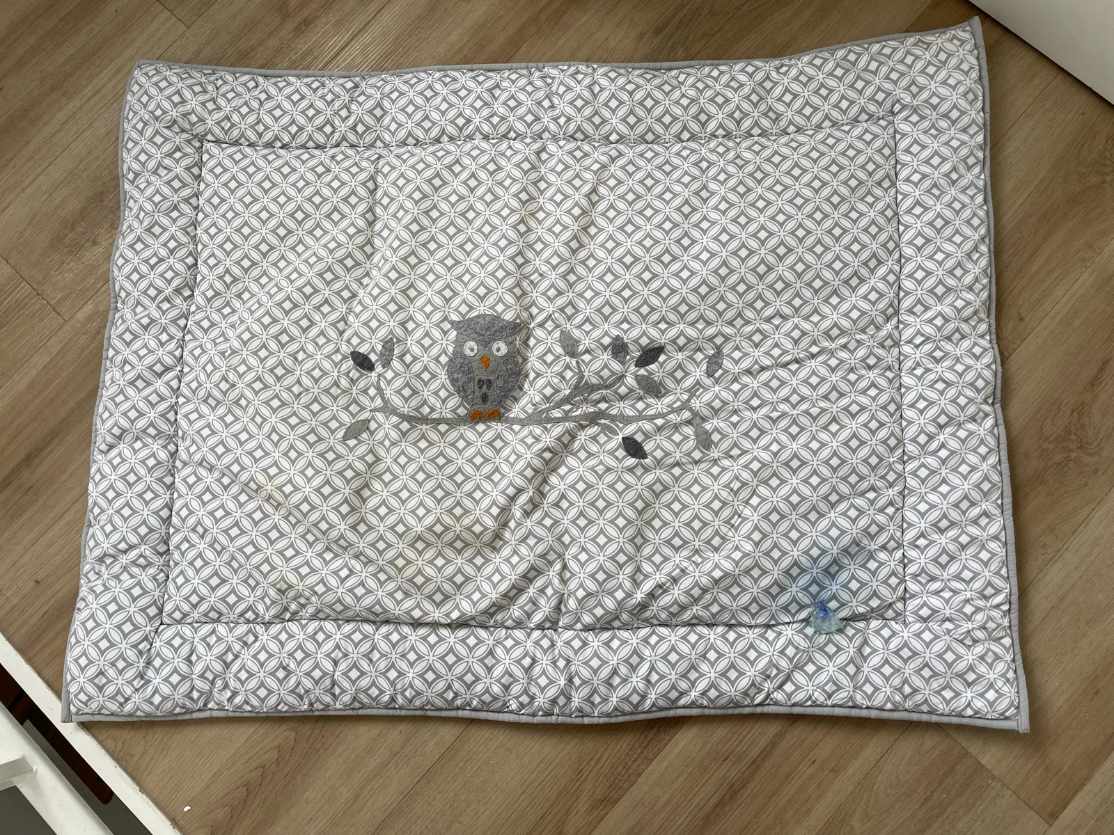 Taftan boxkleed met uil - grijs/wit, Ophalen of Verzenden, Gebruikt, Boxkleed
