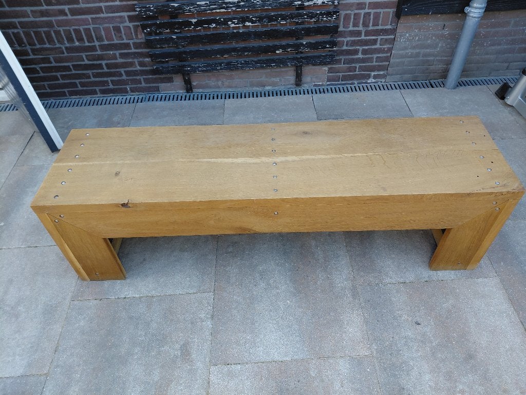 Eikenhouten bank, Ophalen, Minder dan 50 cm, Gebruikt, Eikenhout