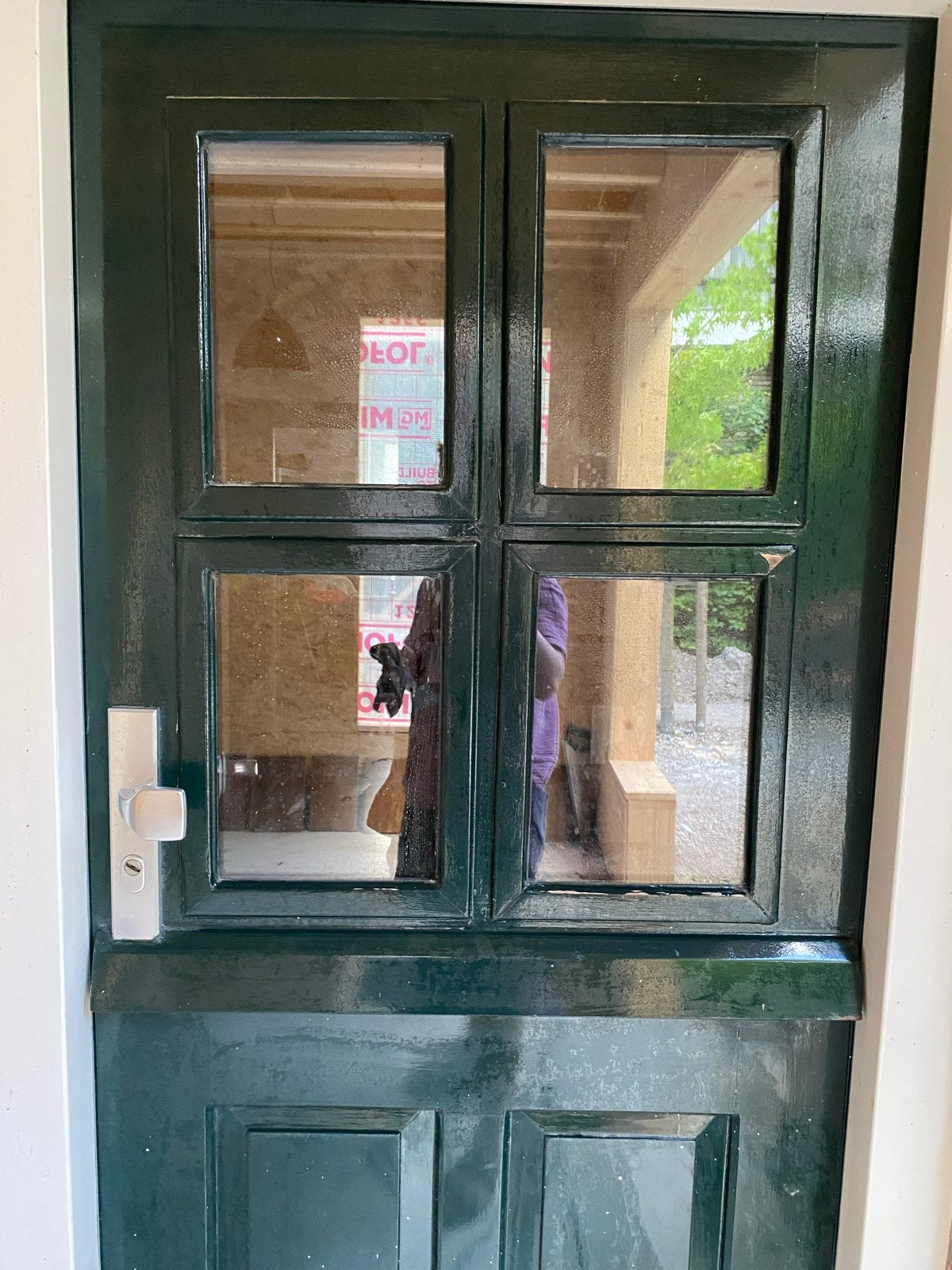 Stal- of buitendeur met glaspanelen, donkergroen, Ophalen, Gebruikt, 80 tot 100 cm, Buitendeur