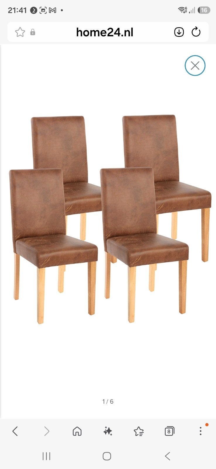 Eettafel blank eiken met 8 Litou stoelen, Ophalen, Gebruikt, Eikenhout, 50 tot 100 cm