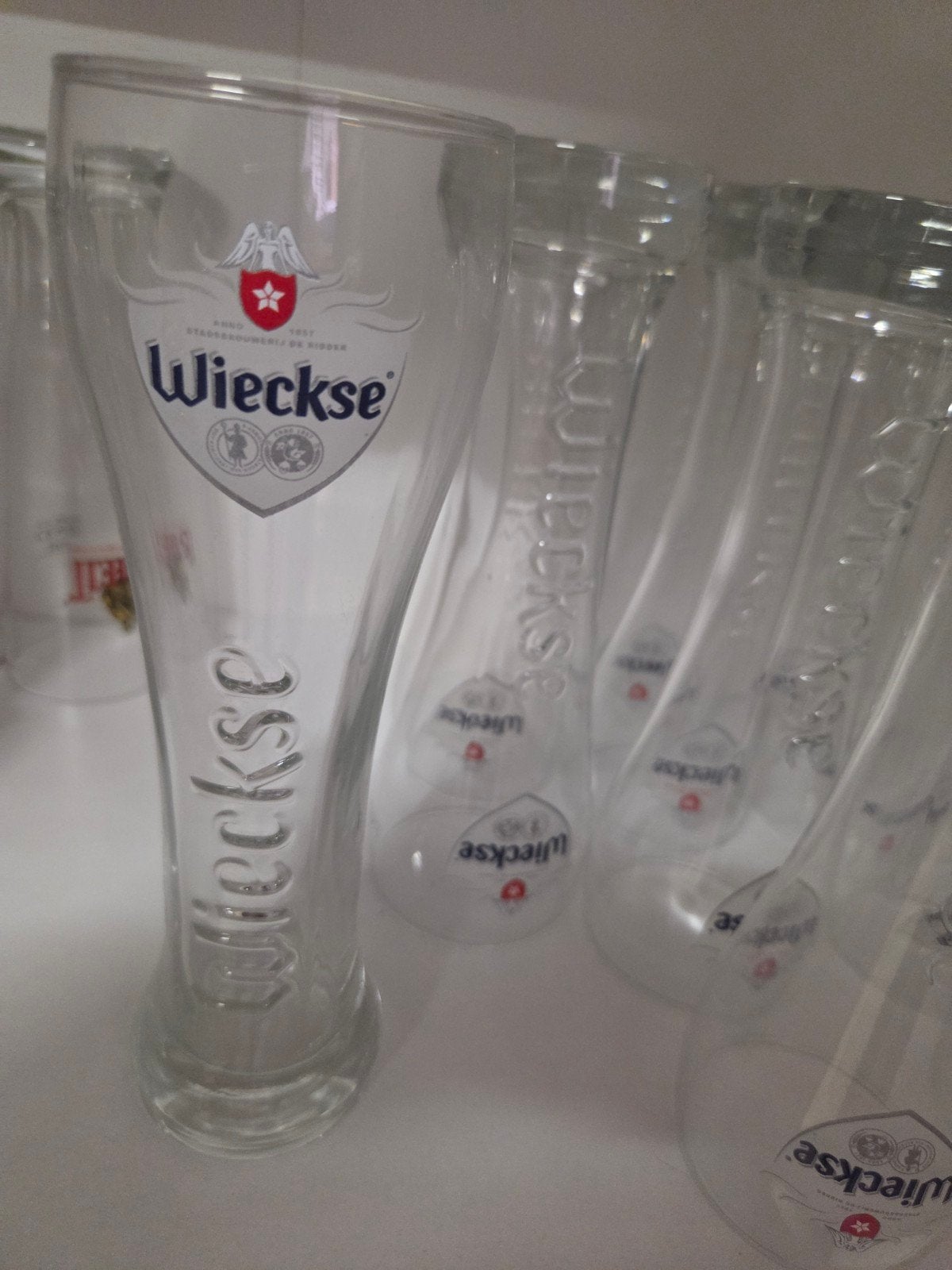12 zgan WIECKSE bierglazen, Ophalen of Verzenden, Zo goed als nieuw, Glas of Glazen, Overige merken