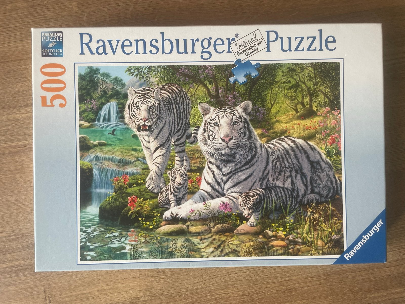 Ravensburger Legpuzzel Witte Tijgers 500 stukjes, Hobby en Vrije tijd, Ophalen of Verzenden, Minder dan 500 stukjes, Zo goed als nieuw