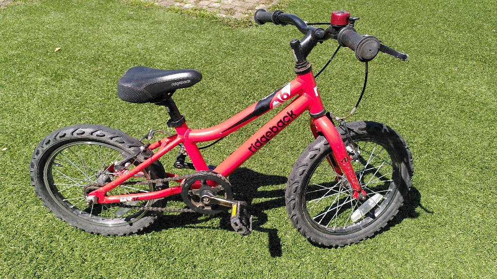 Ridgeback MX16 Rot - 16 inch kinderfiets, Ophalen, Gebruikt, Trommelrem, 16 tot 20 inch
