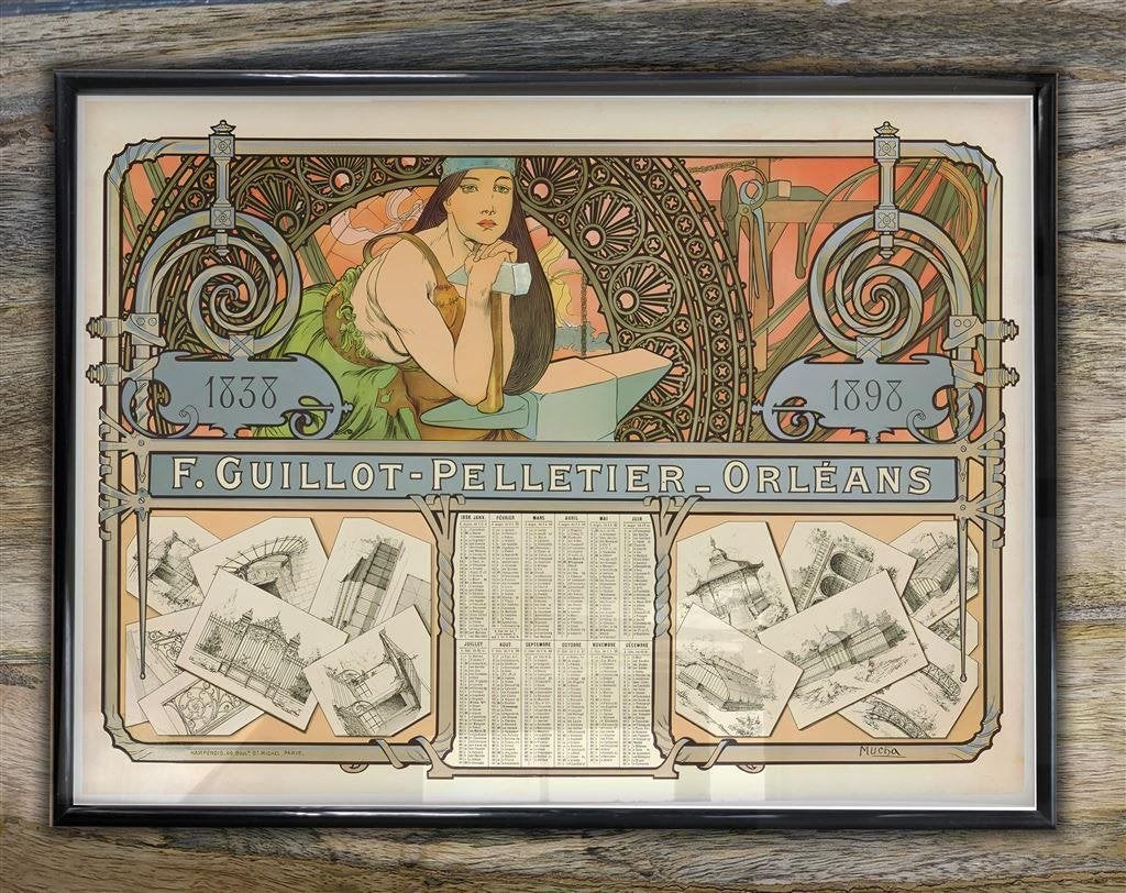 ALPHONSE MUCHA Art Nouveau Pelletier Poster in Lijst, Verzenden