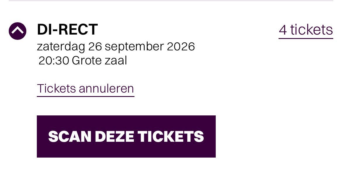 2 tickets voor Di-rect op 26-09-26 in Groningen a 54 euro, Twee personen, September