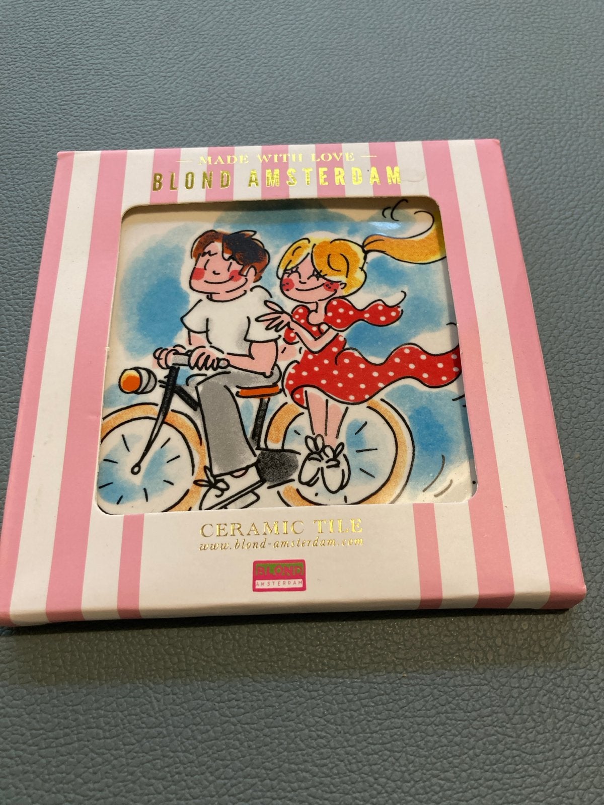 Blond Amsterdam tegel met fietsend stelletje, Antiek en Kunst, Ophalen of Verzenden