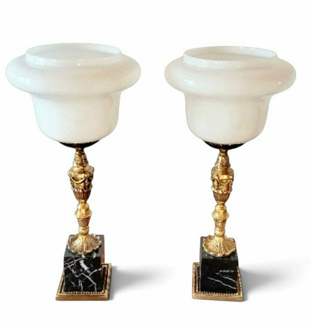 Tafellampen marmer,bronz,opal, Ophalen of Verzenden