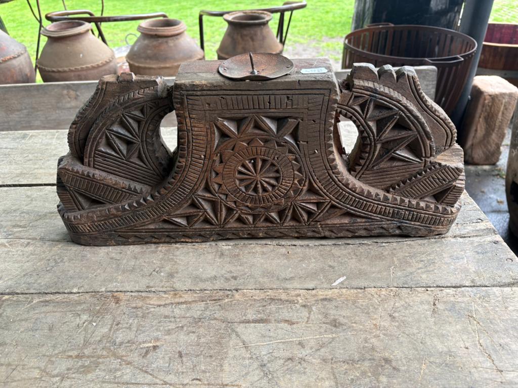 Stoere kandelaar van oude poer / ornament uit India, Huis en Inrichting, Woonaccessoires | Kandelaars en Kaarsen, Gebruikt, Ophalen of Verzenden