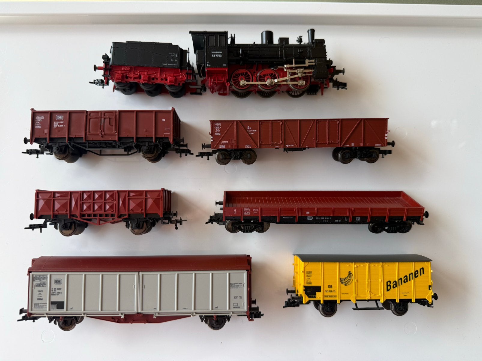 Fleischmann H0 stoomlocomotief met 6 goederenwagons, Gelijkstroom, Fleischmann, Ophalen of Verzenden, Analoog