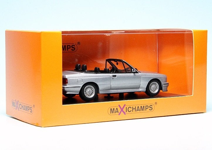 Maxichamps 1:43 BMW M3 Cabriolet (E30) 1988 Zilver, Auto, =, =, Ophalen of Verzenden