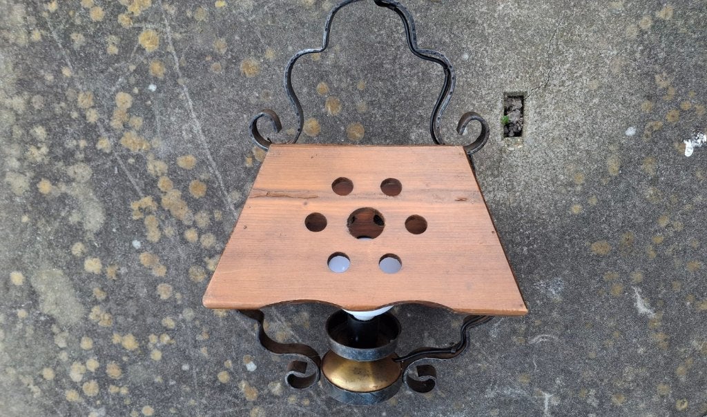Vintage houten lamp, Ophalen of Verzenden