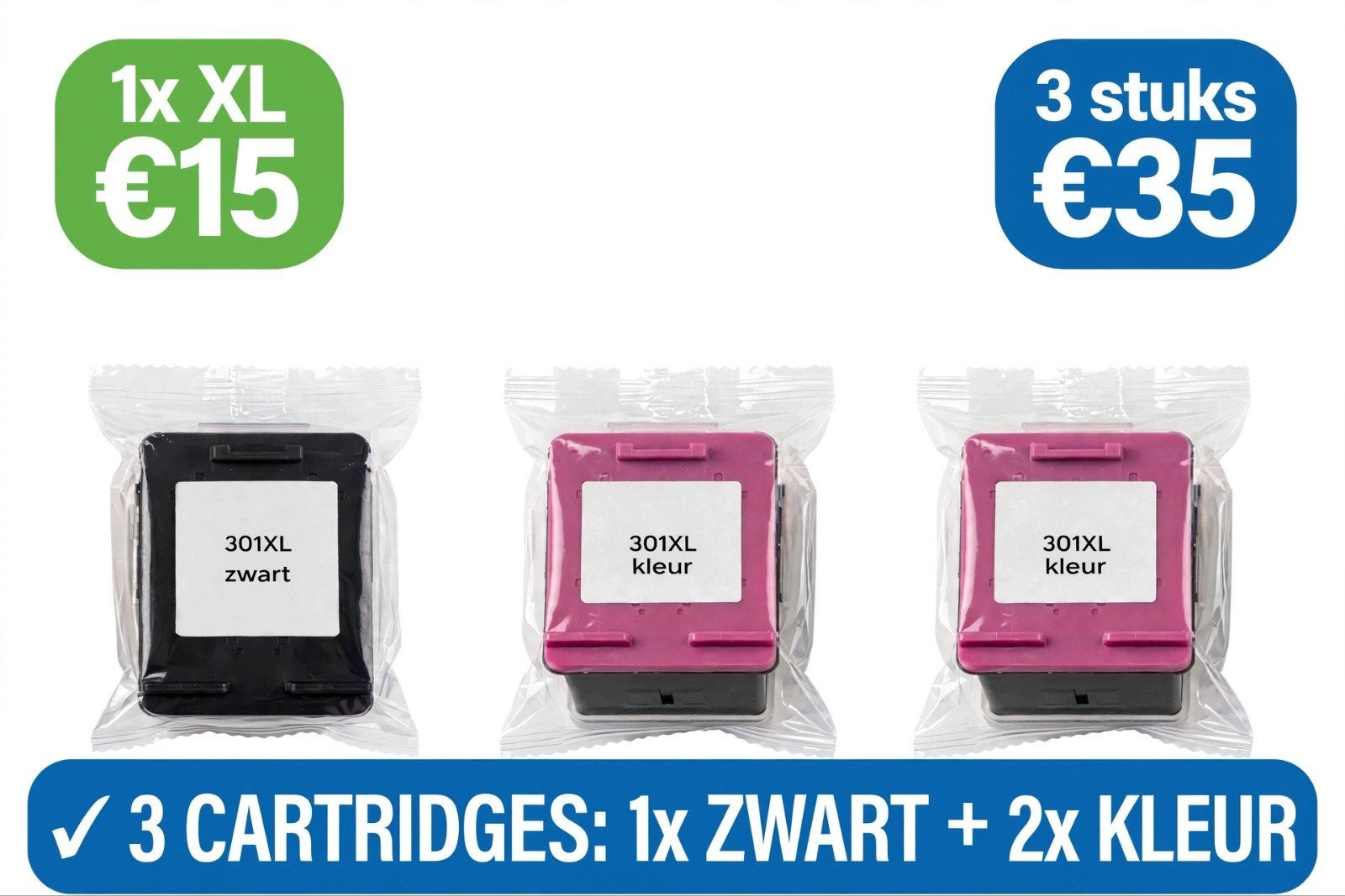 123inkt huismerk 301XL inktcartridges (zwart + kleur), Computers en Software, Ophalen of Verzenden, Nieuw, Cartridge, 123inkt huismerk