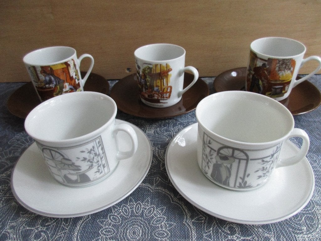 5 vintage kop en schotels oa van Kronester Bavaria, Ophalen of Verzenden, Porselein, Overige stijlen, Kop(pen) en/of Schotel(s)