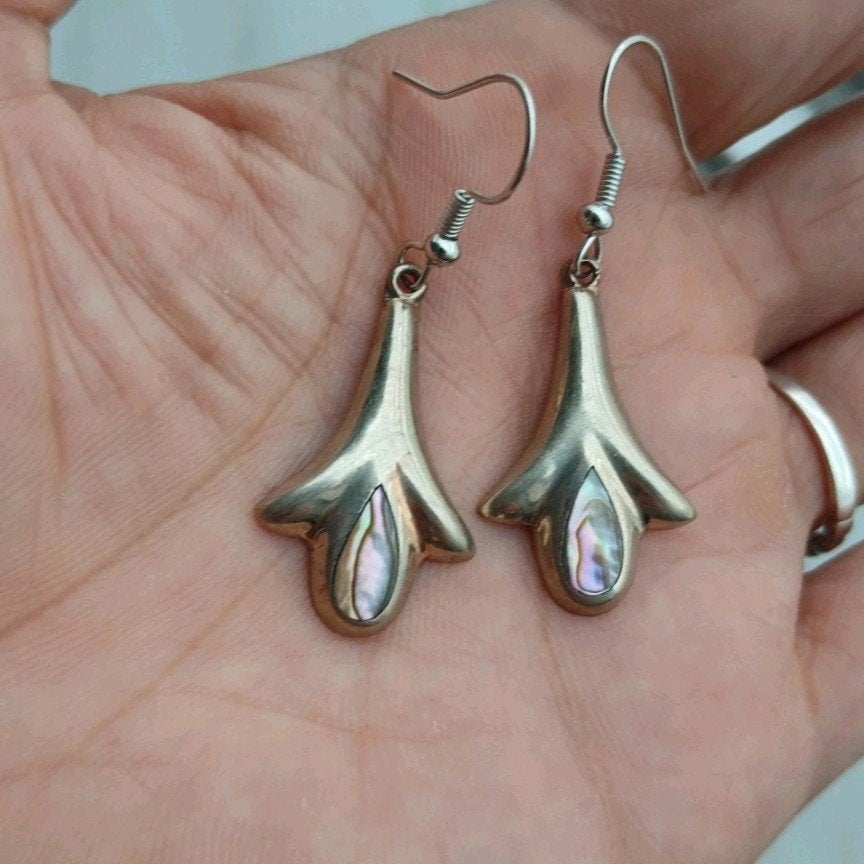 Vintage oorbellen Abalone( Alpaca Mexico), Ophalen of Verzenden, Overige materialen