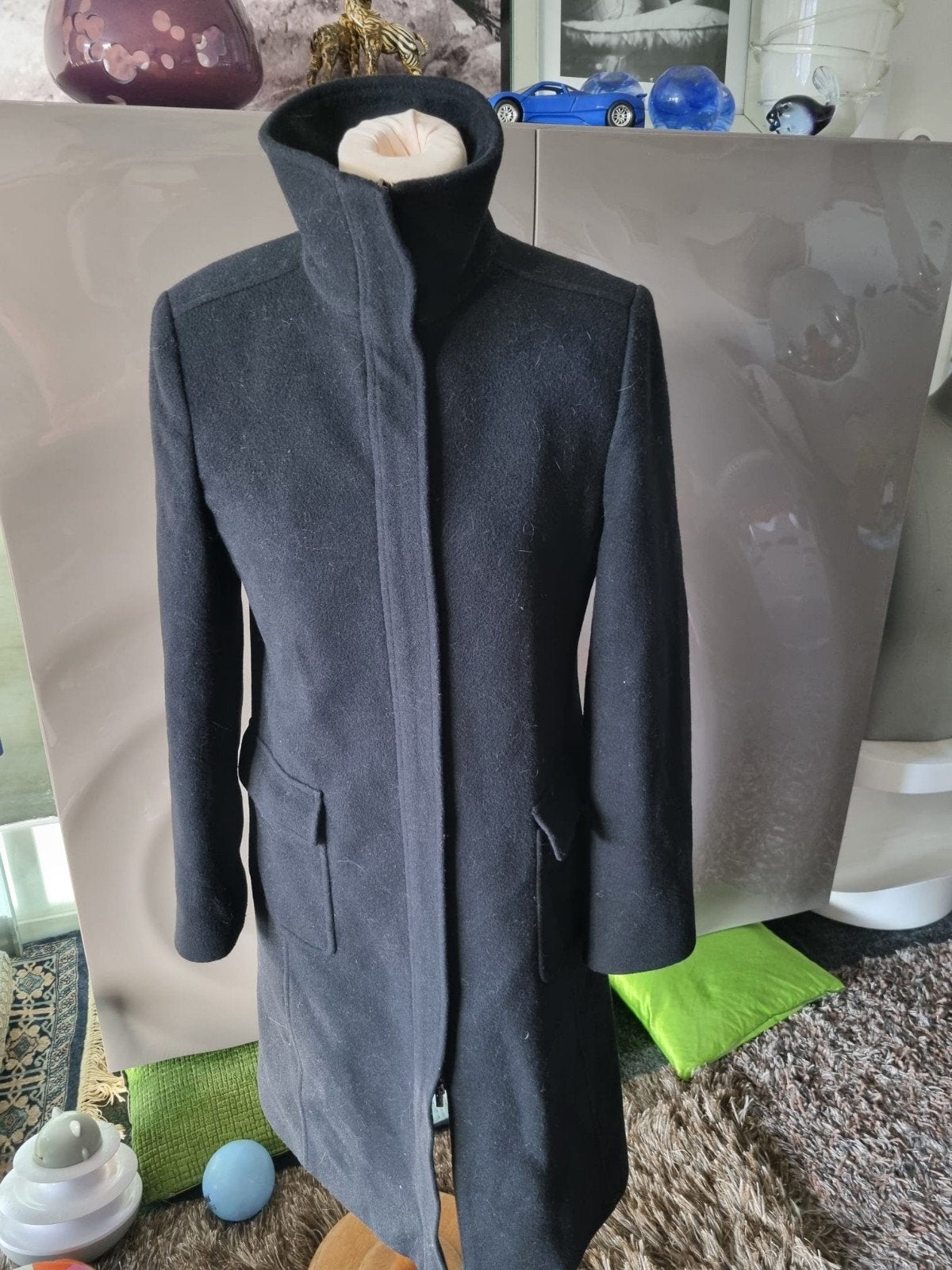 Calvin Klein wollen jas, mt S, zwart, prima gebruikte staat., Zwart, Ophalen of Verzenden, Maat 36 (S), Calvin Klein