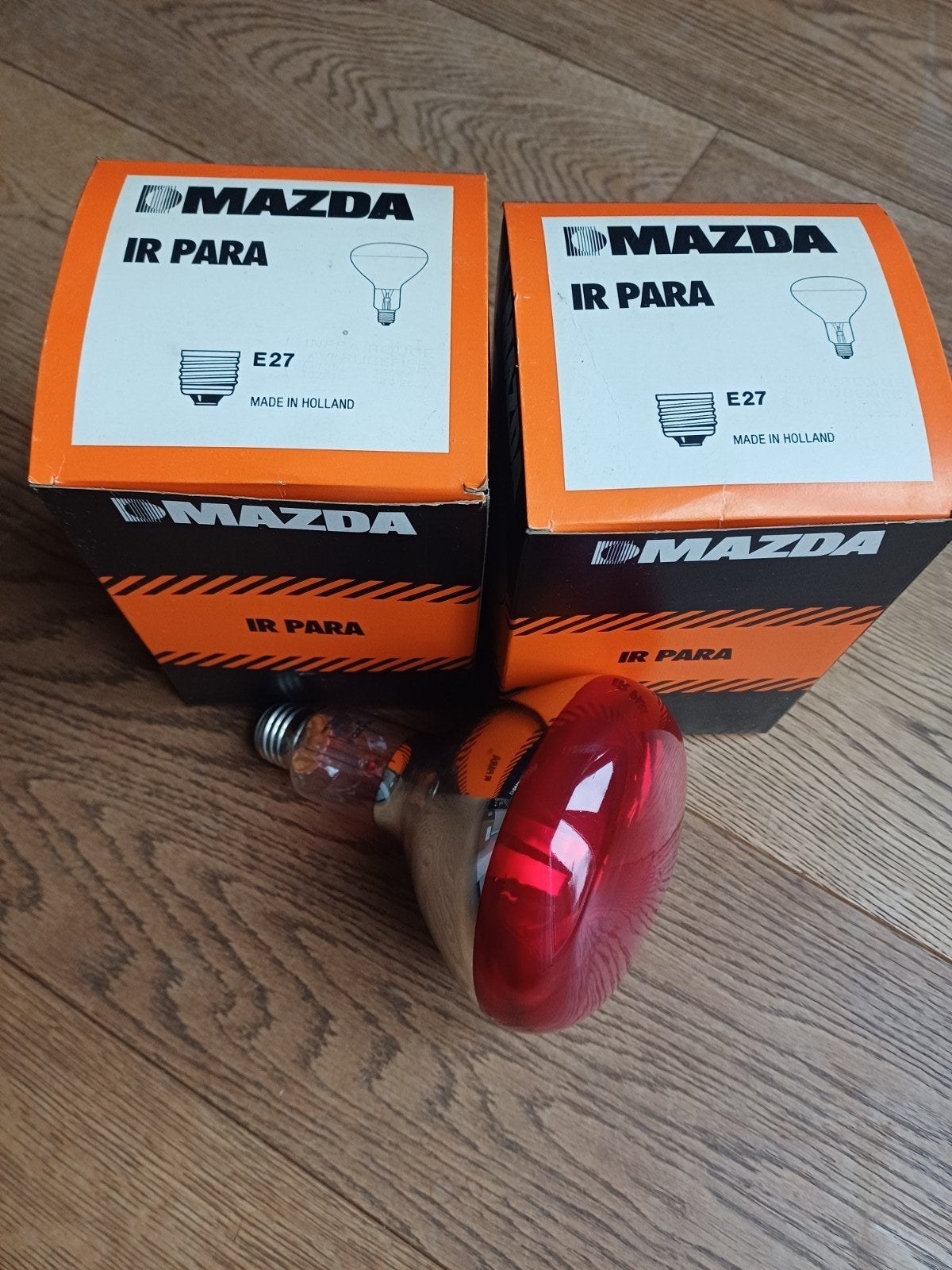 2x Mazda IR PARA warmte lampen, Gloeilamp, 60 watt of meer, Nieuw, E27 (groot)