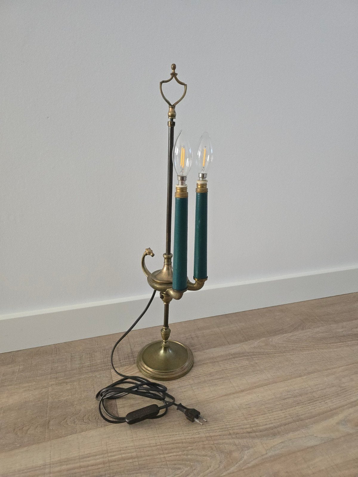 Antieke Franse bouillottelamp van messing 2 lichtpunten €49!, Ophalen of Verzenden