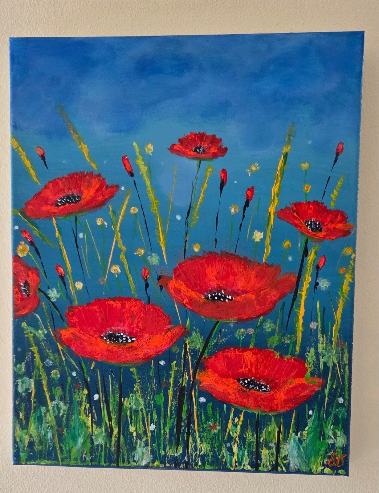 Prachtig handgeschilderd schilderij: Klaprozen in veld, Ophalen