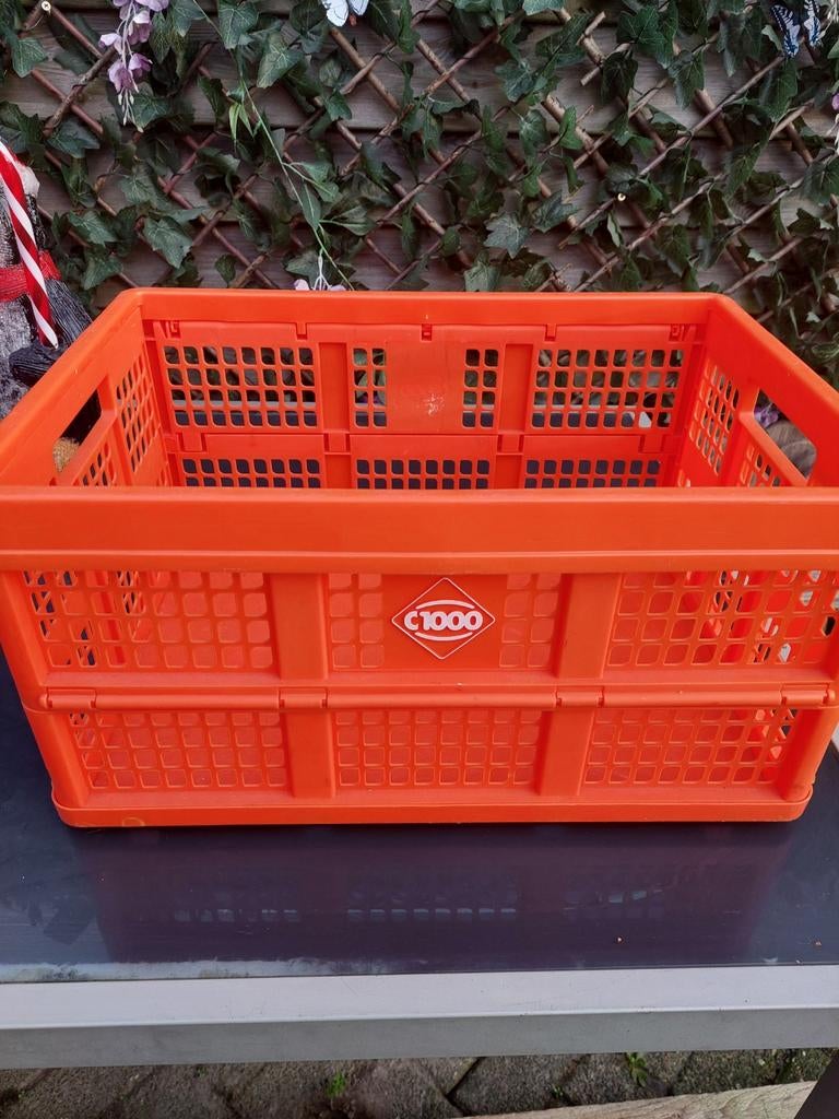 Een oranje vouwkratje van de C1000 supermarkt., C1000, Ophalen of Verzenden