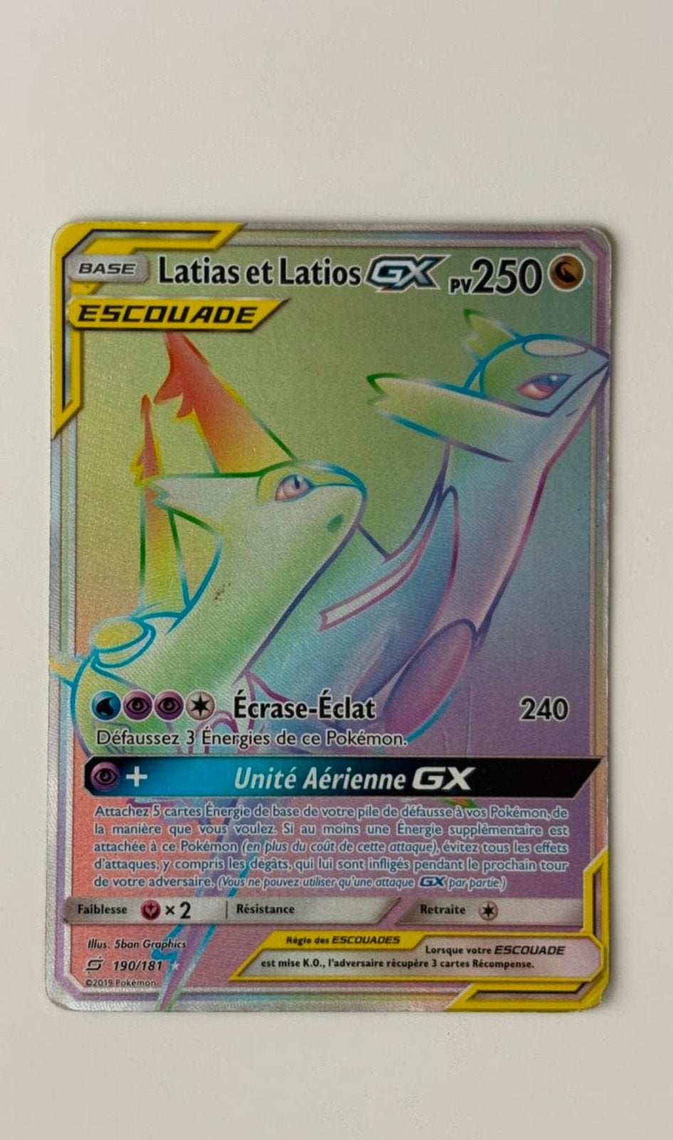 Latias & Latios GX Escouade 190/181 Full Art Pokémon Kaart, Ophalen of Verzenden, Zo goed als nieuw, Losse kaart, Foil