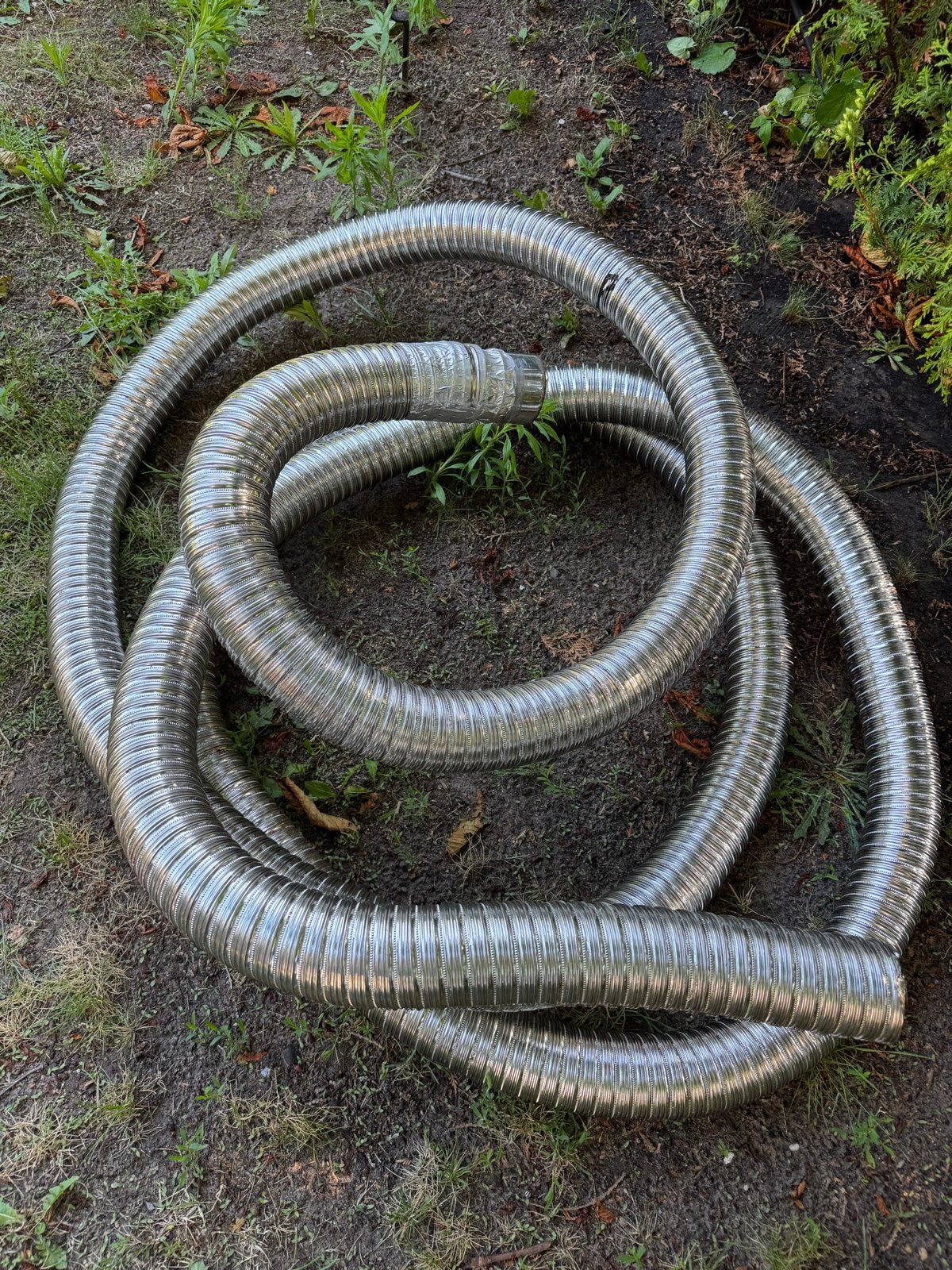 Dubbelwandige RVS kachelpijp 9-9,5m, 80mm doorsnede, Ophalen, Gebruikt