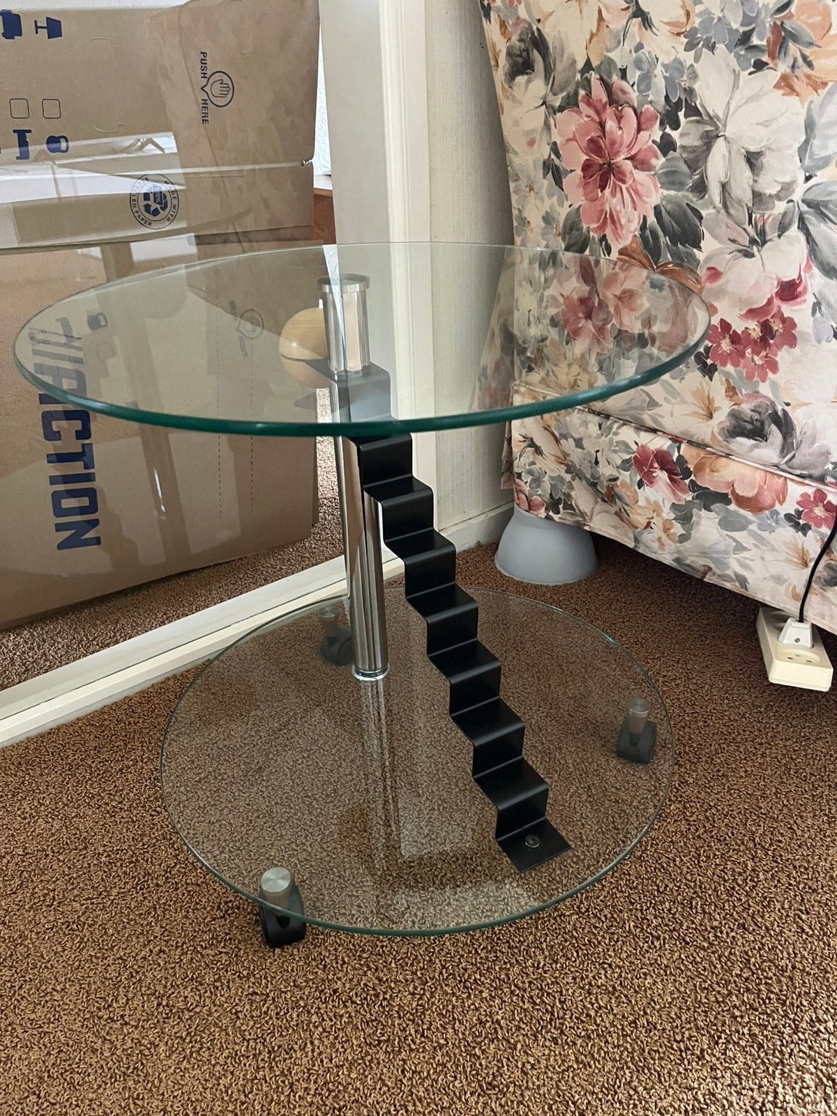 Ronde glazen bijzettafel, Minder dan 55 cm, Rond, Ophalen, 45 tot 60 cm