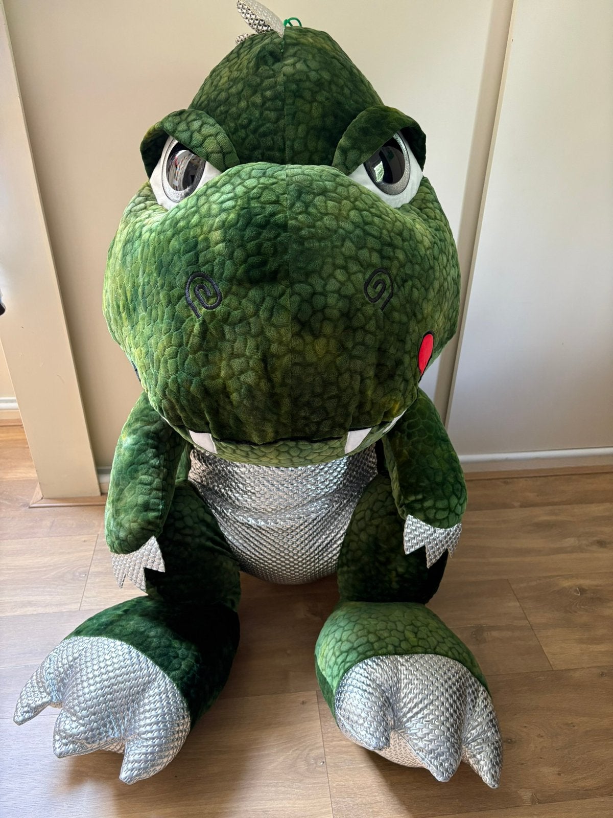 Grote groene dinosaurus knuffel - 100 cm Jafri toys, Ophalen, Groen, Dinosaurus, Zo goed als nieuw