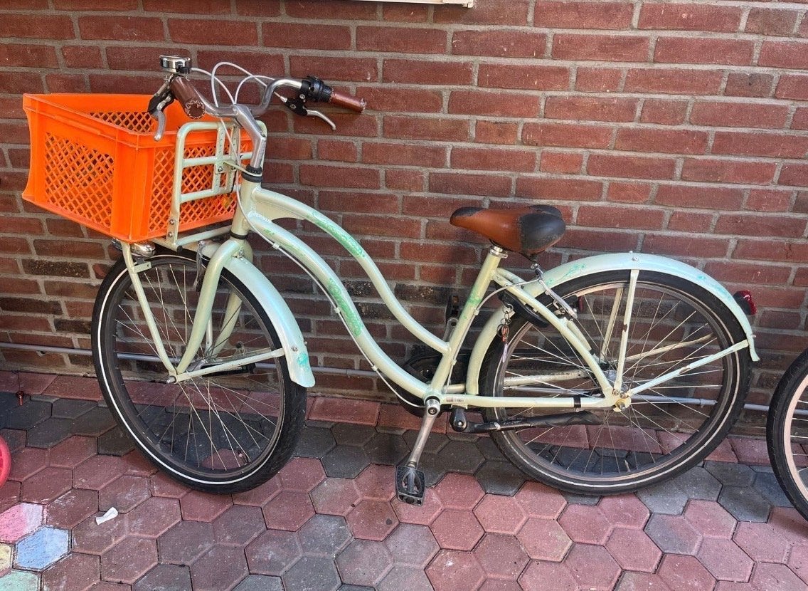 Fiets 26 inch met voordrager en mand, Fietsen en Brommers, Fietsen | Dames | Damesfietsen, Overige merken, Terugtraprem, Gebruikt