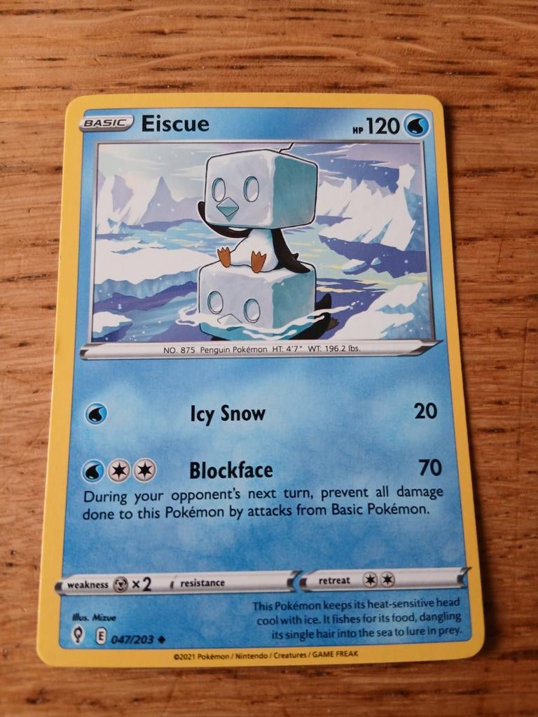 Pokémon Kaart Eiscue 047/203 Basic HP 120, Ophalen of Verzenden, Zo goed als nieuw, Losse kaart