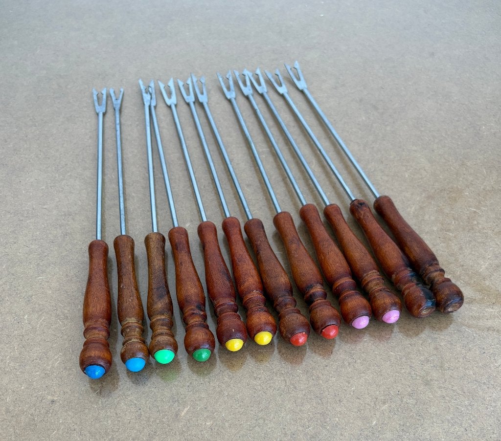 Vintage set fondue vorken (12 stuks), Witgoed en Apparatuur, Fonduesets, Ophalen of Verzenden, Gebruikt, Brander, Fondue-accessoires
