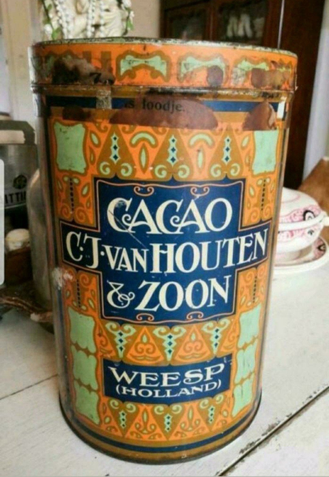 Van Houten cacao winkelblik art deco, Ophalen of Verzenden