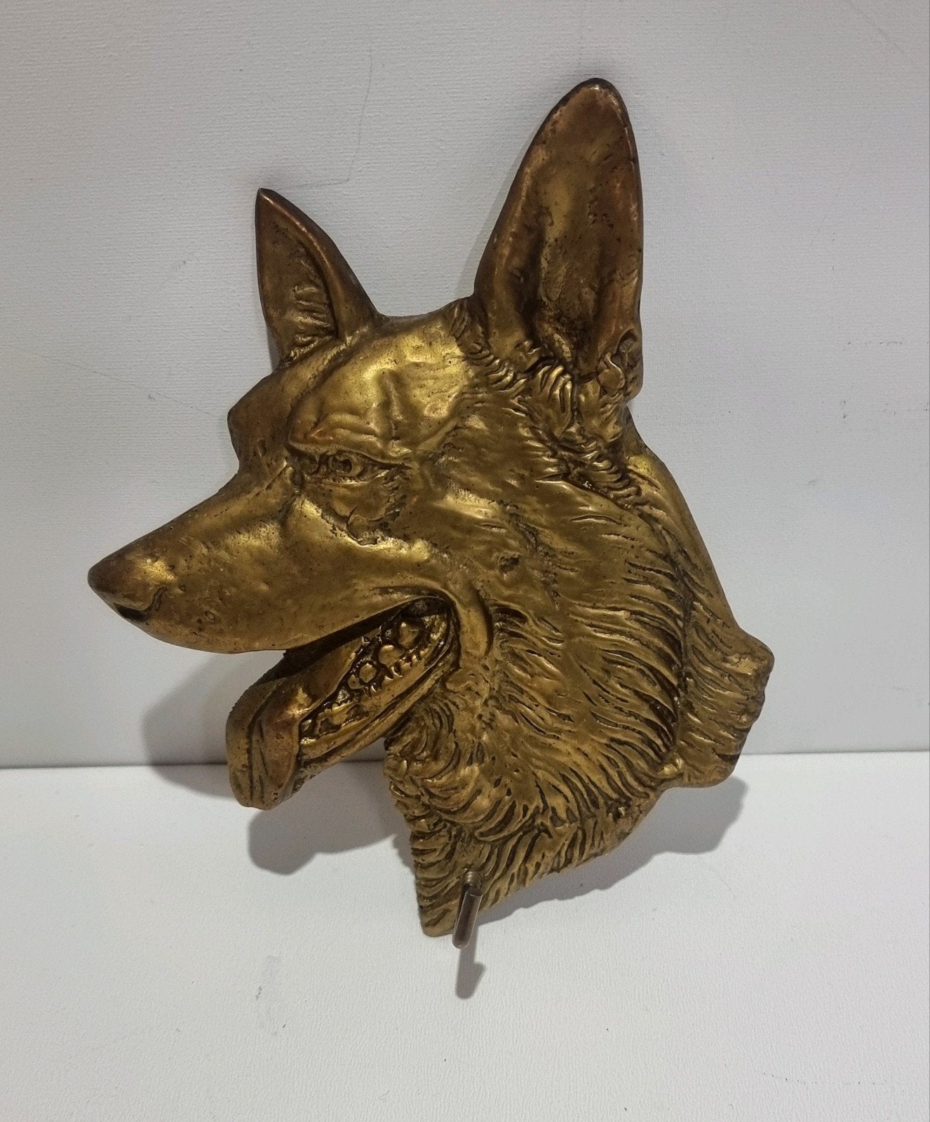 Messing reliëf Duitse Herder (15 x 11 cm) - Wandhaak, Ophalen of Verzenden, Koper