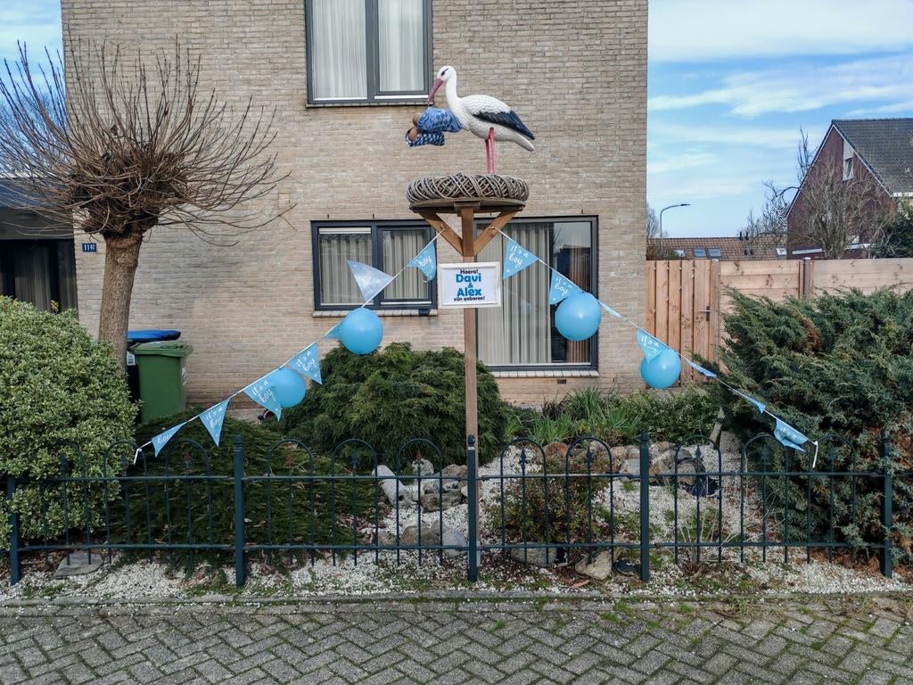 Mooie geboorte ooievaar te huur!, Ophalen, Geboortebord