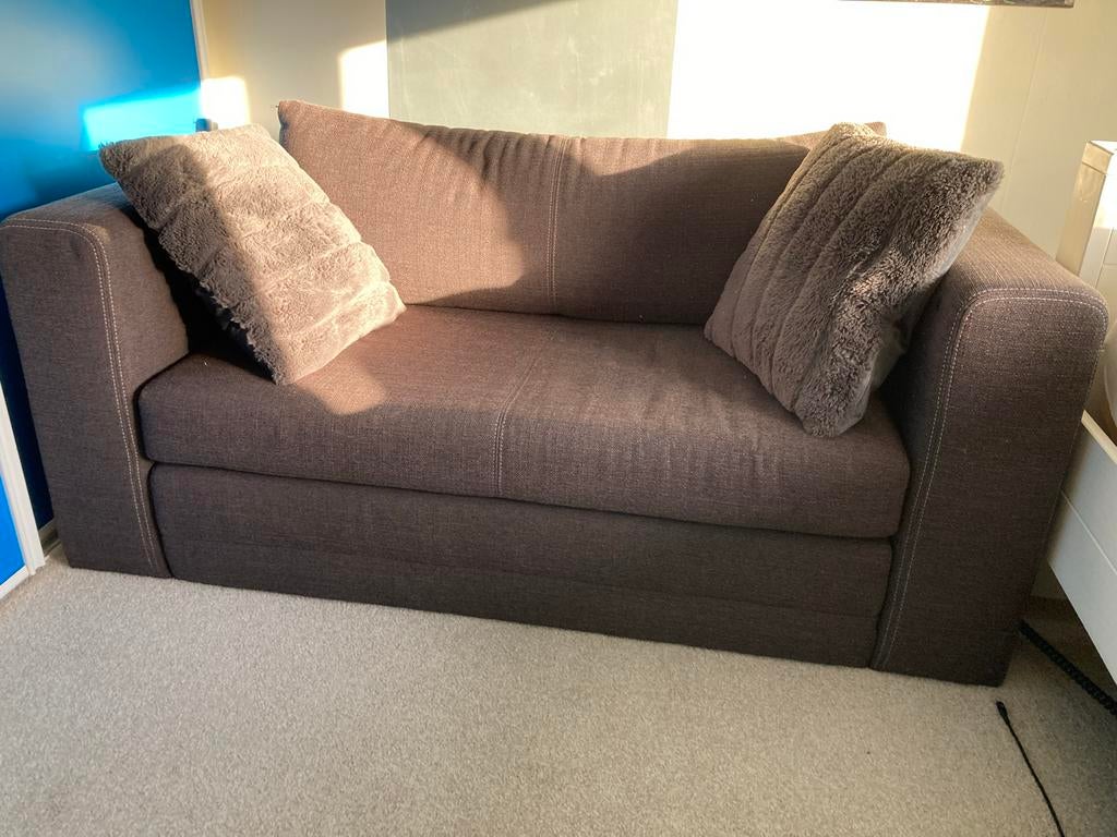 Comfortabele tweepersoons slaapbankje - Donkergrijs, Gebruikt, 150 tot 200 cm, Tweepersoons, 75 tot 100 cm